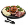 SturdiWare® Serving Tray Base & Lid Combo With Dome Lid 12X3.31 IN PS PET Clear Black Round 25/Case
