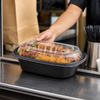Take-Out Container Base & Lid Combo With Dome Lid 32 OZ PP Black Clear Anti-Fog Leak Resistant 126/Case