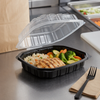 Culinary Classics® Take-Out Container Hinged With Dome Lid 9X10.5 IN PP Black Clear Convertible Anti-Fog 100/Case