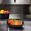 HomeFresh® Take-Out Container Base 9.51X6.33X1.58 IN PP Black Rectangle 200/Case