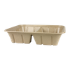 Serving Tray 12.8X10.4X2.8 IN 2 Compartment PLA Pulp Fiber Kraft Rectangle 200/Case