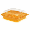 The BOTTLEBOX ® Take-Out Container Hinged With Dome Lid 8.46X7.96X2.88 IN RPET Tangerine Clear Square Squat 200/Case