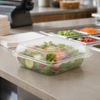 The BOTTLEBOX ® Take-Out Container Hinged 8.46X7.96X2.88 IN RPET Clear White Square 200/Case