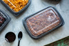 Half Rib Take-Out Container Base & Lid Combo With Dome Lid 34.3 OZ MFPP OPS Black Clear Rectangle Anti-Fog 90/Case