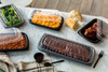 Half Rib Take-Out Container Base & Lid Combo With Dome Lid 34.3 OZ MFPP OPS Black Clear Rectangle Anti-Fog 90/Case