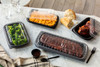Half Rib Take-Out Container Base & Lid Combo With Dome Lid 34.3 OZ MFPP OPS Black Clear Rectangle Anti-Fog 90/Case