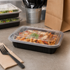 Take-Out Container Base & Lid Combo 24 OZ PP Black Clear Oblong Vented 100/Case