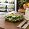 The BOTTLEBOX ® Take-Out Container Hinged With Dome Lid 9.38X8.75X3.03 IN RPET Clear Rectangle 200/Case