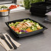 The BOTTLEBOX ® Take-Out Container Base 9X9X1.44 IN PP Black Square Shallow 400/Case