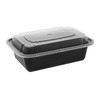 Take-Out Container Base & Lid Combo With Dome Lid 24 OZ PP Black Clear Rectangle 150/Case