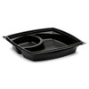 The BOTTLEBOX ® Take-Out Container Base 9X9X1.6 IN PP Black Square With Soup Compartment 400/Case