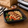 The BOTTLEBOX ® Take-Out Container Base 9X9X1.97 IN PP Black Square Deep 400/Case