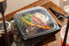 Take-Out Container Hinged 8.5X8.6X3.1 IN PP Black Clear Square Microwave Safe Vented 150/Case