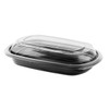 MicroRaves® Food Container Base & Lid Combo With PET Dome Lid 16 OZ PP Black Clear Rectangle 126/Case