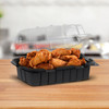 Crisp Food Technologies® Take-Out Container Hinged Base & Lid Combo 30 OZ PP Clear Black Anti-Fog 110/Case
