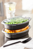 Casserole Take-Out Container Base With Dome Lid 7.875X5.25X2.5 IN MFPP Black Oval 252/Case