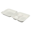 Victoria Bay Take-Out Container Hinged 9X9X3 IN 3 Compartment Pulp Fiber White Square 200/Case