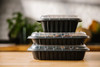 Take-Out Container 27 OZ 8.8X8.8X1.7 IN 3 Compartment MFPP Black 154/Case