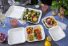 Take-Out Container Hinged 9.3X9.1X3.3 IN Fiber Blend Natural 200/Case