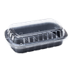 Half Rib Take-Out Container Base & Lid Combo With Dome Lid Black Clear 100/Case