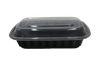 Take-Out Container Base & Lid Combo 24 OZ Plastic Black Rectangle Deep 150/Case