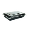 Take-Out Container Base & Lid Combo With Dome Lid 28 OZ Plastic Black Oblong 150/Case