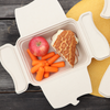 Take-Out Box Fold-Top With Flat Lid 9.2X7X2.2 IN Pulp Fiber Bamboo Kraft Rectangle 200/Case