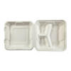 PrimeWare® Take-Out Container Hinged 8X8X2.5 IN 3 Compartment Molded Fiber White 100 Count/Pack 2 Packs/Case 200 Count/Case
