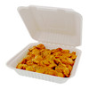 Take-Out Container Hinged Large (LG) 9X9X3.19 IN Molded Fiber Natural Square 100 Count/Pack 2 Packs/Case 200 Count/Case
