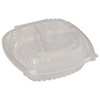 Take-Out Container Hinged 8X8 IN 3 Compartment Clear Square 180/Case