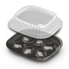 Egg Serving Tray Base & Lid Combo With Dome Lid 6 Compartment PET Black Clear 416/Case