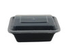 Tripak® Take-Out Container Base & Lid Combo With Dome Lid 12 OZ Plastic Black Clear Rectangle Microwave Safe 150/Case
