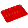 Cafeteria & School Lunch Tray 14X10 IN 6 Compartment PP Red Right Hand 1/Each