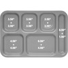 Cafeteria & School Lunch Tray 14X10 IN 6 Compartment PP Red Right Hand 1/Each