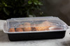 Take-Out Container Base & Lid Combo With Dome Lid 58 OZ PP Black Clear Oblong 150/Case