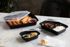 Take-Out Container Base & Lid Combo With Dome Lid 58 OZ PP Black Clear Oblong 150/Case