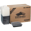 Take-Out Container Base & Lid Combo With Dome Lid 58 OZ PP Black Clear Oblong 150/Case