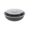 Versa2Go Take-Out Container Base & Lid Combo 30 OZ PP Black Clear Round 150/Case