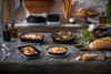 Versa2Go Take-Out Container Base & Lid Combo 30 OZ PP Black Clear Round 150/Case
