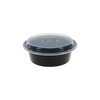 Take-Out Container Base & Lid Combo With Dome Lid 32 OZ PP Black Clear Round 150/Case