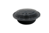 Take-Out Container Base & Lid Combo With Dome Lid 16 OZ Plastic Black Clear Round 150/Case