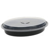 Take-Out Container Base & Lid Combo With Dome Lid 24 OZ PP Black Clear Oval 150/Case