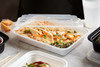 Take-Out Container Base & Lid Combo With Dome Lid 24 OZ PP White Clear Rectangle 150/Case