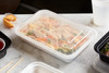 Take-Out Container Base & Lid Combo With Dome Lid 24 OZ PP White Clear Rectangle 150/Case
