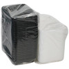 Take-Out Container Base & Lid Combo With Dome Lid 28 OZ PP Black Clear Rectangle 150/Case