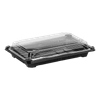 Stalk Market Sushi Take-Out Tray Base & Lid Combo 8.875X5.75X1.75 IN PLA Black Clear 300/Case
