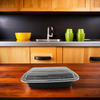 Take-Out Container Base & Lid Combo 24 OZ PP Clear Black Rectangle Microwave Safe 150/Case