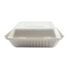 Take-Out Container Hinged 9X9 IN 3 Compartment Molded Fiber White 100 Count/Pack 2 Packs/Case 200 Count/Case