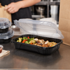 ProView Take-Out Container Hinged Large (LG) 9X7X3 IN PP Black Rectangle 300/Case
