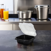 Sandwich Take-Out Container Hinged With Dome Lid 6X6X3 IN PP Black Clear Square 400/Case